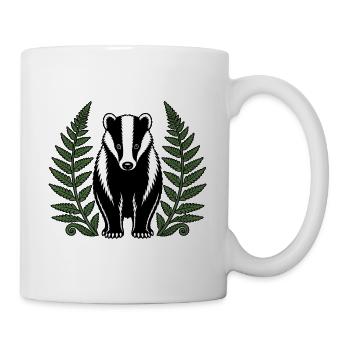 Dachs Farne Wald Tiere Heimisch Natur Vektor Shirt - Tasse - Weiß - Rechts