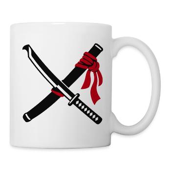 Gekreuzte Katana Schwerter Logo - Tasse - Weiß - Rechts
