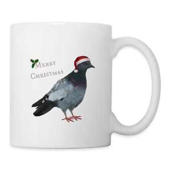 Merry Christmas Taube - Mit Weihnachtsmütze - Tasse - Weiß - Rechts