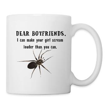 Dear Boyfriends - Spinne lässt Freundin schreien - Tasse - Weiß - Rechts