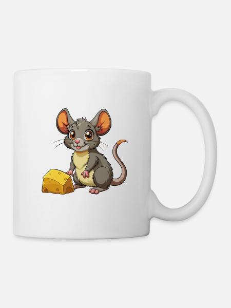 Baby Maus mit Käse - Tasse - Weiß