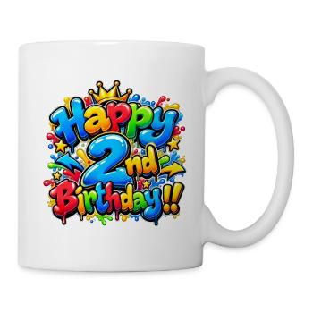 Herzlichen Glückwunsch zum zweiten Geburtstag Graffiti: Zwei coole zu handhaben! - Tasse - Weiß - Rechts