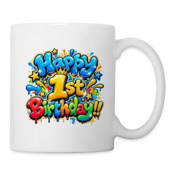 Herzlichen Glückwunsch zum ersten Geburtstag Graffiti: Little Street Legend! - Tasse - Weiß - Rechts