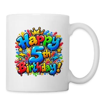 Herzlichen Glückwunsch zum 5. Geburtstag Graffiti: Epische Straßenparty! - Tasse - Weiß - Rechts
