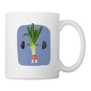 Lifting Leek – Training Fitness Gym Kawaii Motiv - Tasse - Weiß - Rechts