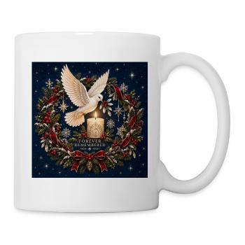 Für immer erinnerte Weihnachtstaube und Kerze - Tasse - Weiß - Rechts