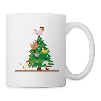 Weihnachten Hühnerstall Hühner - Tasse - Weiß - Rechts