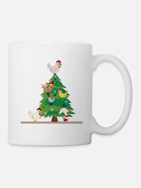 Weihnachten Hühnerstall Hühner - Tasse - Weiß