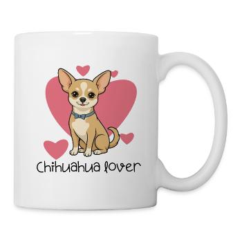 Süßer Chihuahua-Liebhaber – Welpe mit rosa Herzen - Tasse - Weiß - Rechts