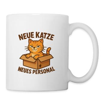 Neue Katze, neues Personal – Katzengeschenk - Tasse - Weiß - Rechts