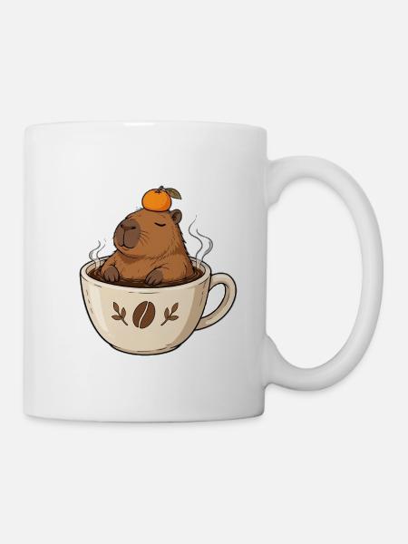 Murmeltier im Kaffee mit Orange - Tasse - Weiß
