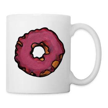 Rosa glasierte Donut-Abstrakte Illustration - Tasse - Weiß - Rechts