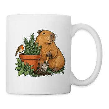 Capybara Gardener mit Rosemary und Robin - Tasse - Weiß - Rechts
