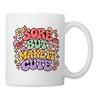 Muskelkater aber süß Fitness Retro Gym Spruch - Tasse - Weiß - Rechts