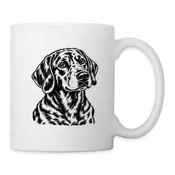 Dackel – Klassische Schwarz Weiß Gravur - Tasse - Weiß - Rechts