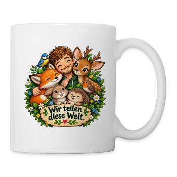 Wir teilen diese Welt - Tasse - Weiß - Rechts