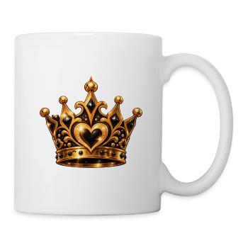 Goldene Kronenherz Ornament - Tasse - Weiß - Rechts