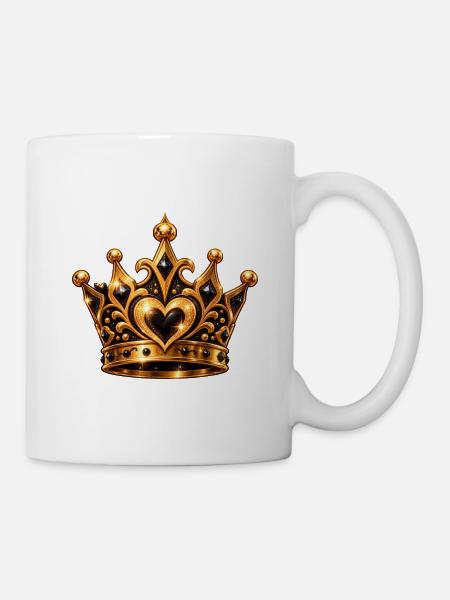 Goldene Kronenherz Ornament - Tasse - Weiß