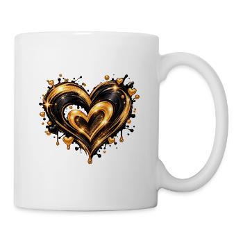 Goldenes Glitzerherz Motiv - Tasse - Weiß - Rechts