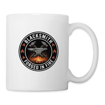 Schmied in Feuer gefälschtes Amboss-Abzeichen-Geschenk - Tasse - Weiß - Rechts