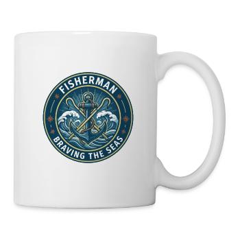 Kommerzieller Fischeranker-Anker-Ozean-Abzeichen-Geschenk - Tasse - Weiß - Rechts