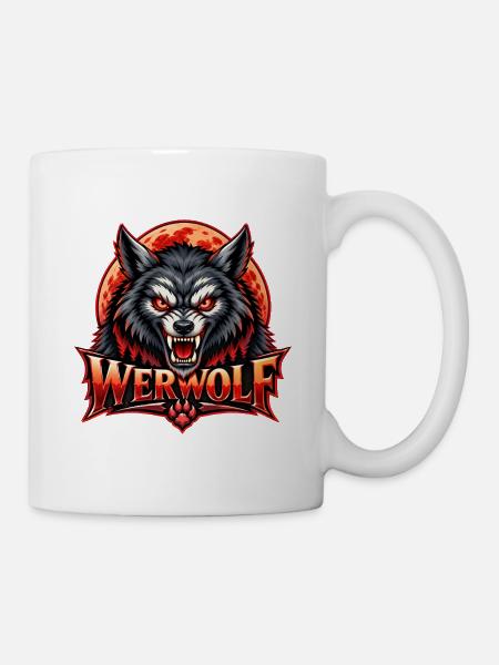 Blutmond Werwolf Emblem - Tasse - Weiß