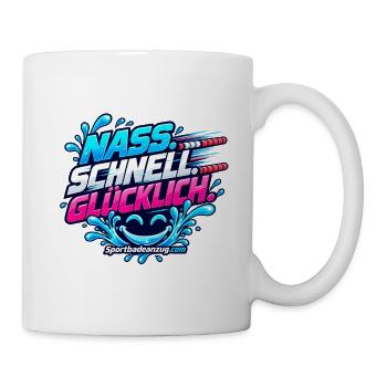 Nass Schnell Glücklich – Wassersport Design - Tasse - Weiß - Rechts