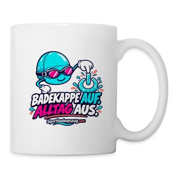 Badekappe Alltagsflucht Cartoon - Tasse - Weiß - Rechts