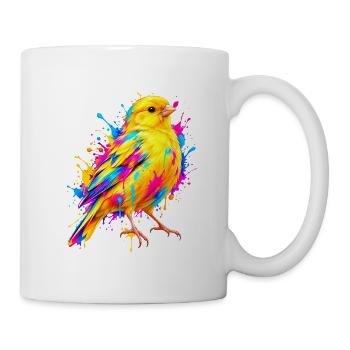 Kanarienvogel – Buntes Neon Graffiti Porträt - Tasse - Weiß - Rechts