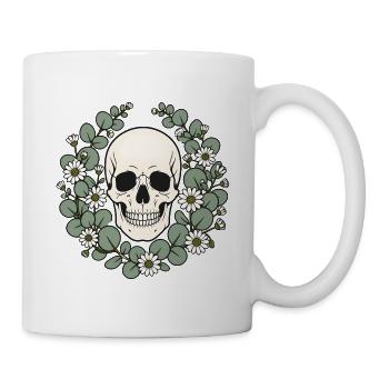 Totenkopf Eukalyptus Gänseblümchen Vektor Shirt - Tasse - Weiß - Rechts