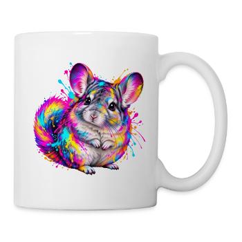 Chinchilla – Farbenfrohes Neon Graffiti Tier - Tasse - Weiß - Rechts