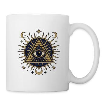 Pyramide Auge Gottes Strahlen Mystik Vektor Shirt - Tasse - Weiß - Rechts