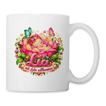 Lia Blumenkind: Liebe Willkommen - Tasse - Weiß - Rechts