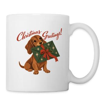 Christmas Greetings Dachshund - Tasse - Weiß - Rechts