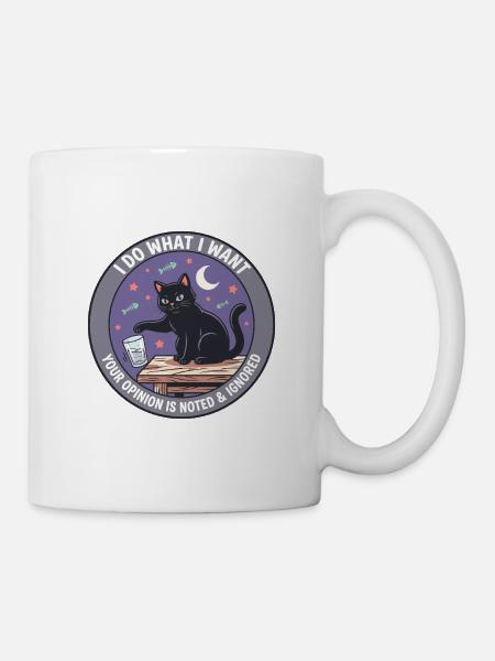 Lustige schwarze Katze Ich mache, was ich will Haustier-T-Shirt - Tasse - Weiß