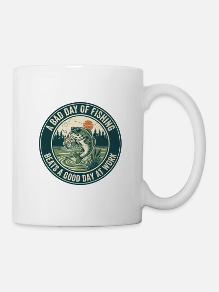 Lustiges Angeln ist besser als ein guter Arbeitstag-T-Shirt - Tasse - Weiß