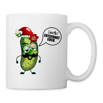 Weihnachten Stress Gurke - Tasse - Weiß - Rechts
