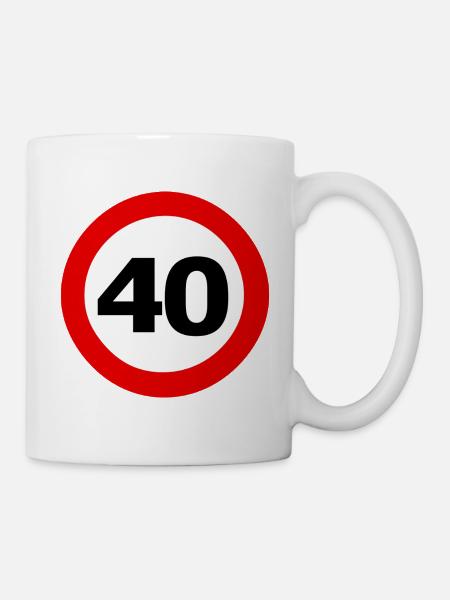 Verkehrsschild_40_auf_transparentem_Hintergrund - Tasse - Weiß