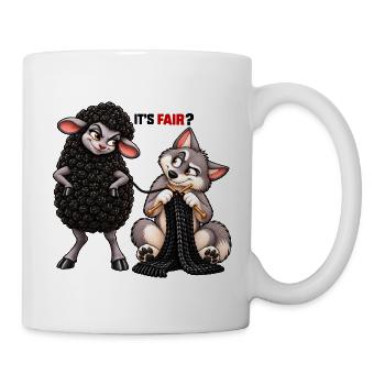 Schaf und Wolf – Strickhumor - Tasse - Weiß - Rechts