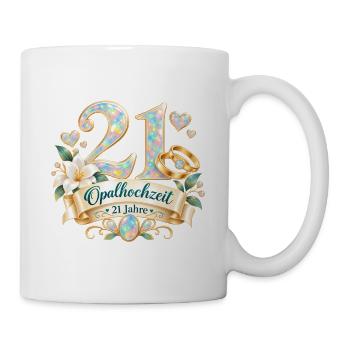 21.Hochzeitstag , 21 Jahre , Opalhochzeit  - Tasse - Weiß - Rechts