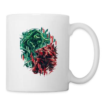 Börse Trading Design: Stier & Bär Krypto Chart - Tasse - Weiß - Rechts