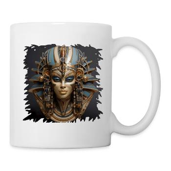 Gold Blau Maske der Ägypten Gottheit Tefnut - Tasse - Weiß - Rechts