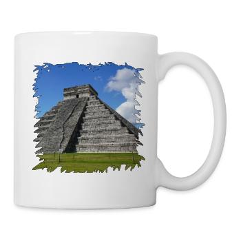 Maya-Pyramide Chichén Itzá im Sonnenlicht - Tasse - Weiß - Rechts