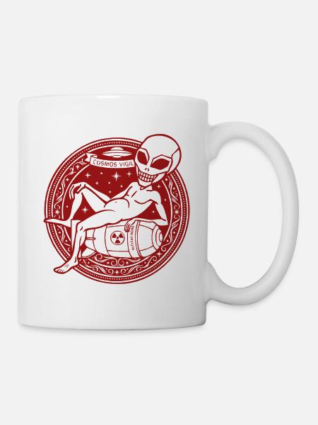 Cosmos Vigil: Entspanntes kosmisches Skelett - Tasse - Weiß
