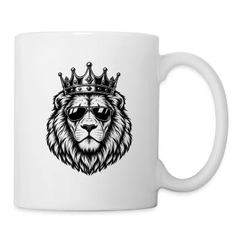 Royal Lion – Löwe mit Krone & Sonnenbrille - Tasse - Weiß - Rechts