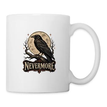 Nevermore Raven auf Mondbeschienenem Wappen - Tasse - Weiß - Rechts