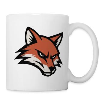 Angry Fox Maskottchen – Fettes Sportlogo - Tasse - Weiß - Rechts