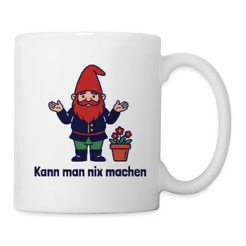 Kann man nix machen Gartenzwerg Schulterzucken - Tasse - Weiß - Rechts