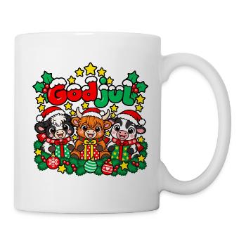 Frohe Weihnachten mit niedlichen Tieren und Weihnachtsgeschenken - Tasse - Weiß - Rechts