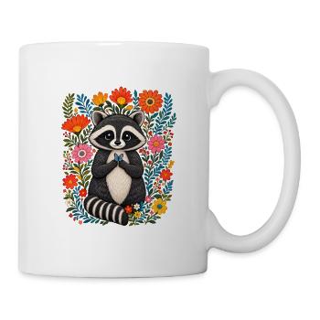 Floral Raccoon | Unisex Waschbärcore-Ästhetik - Tasse - Weiß - Rechts